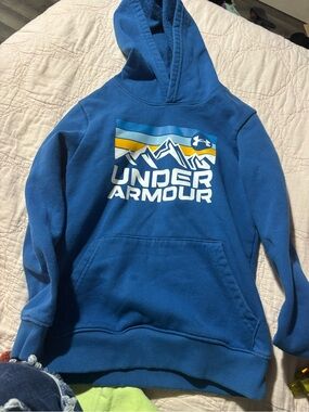 Under Armour Blue Kids Hooded Sweatshirt with Mountain Logo